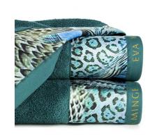 Eurofirany Lot de 3 Serviettes de Toilette en Coton avec Motifs Luxueux Turquoise foncé 70 x 140 cm