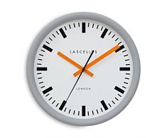 Roger Lascelles Clocks TS/Sync Horloge Murale, MÃ©tal, Grey/Orange/White, Taille M
