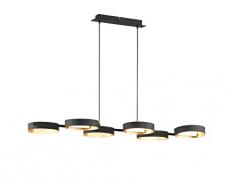 Wofi Lampe dintérieur, salon, suspension, suspension, lampe, plastique, 26 W, noir/or, H : 150 cm x l : 44 cm x L : 120 cm