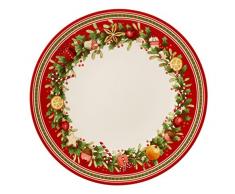 Villeroy & Boch Winter Bakery Delight Assiette plate, 27 cm, Porcelaine Premium, Blanc/Rouge