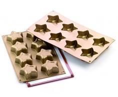 Silikomart 26.107.63.0068 SF107 Moule Forme Etoile 8 Cavités Silicone Doré