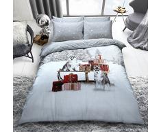 Sleepdown Winter Huskies Parure pour Couette, Blanc, Simple
