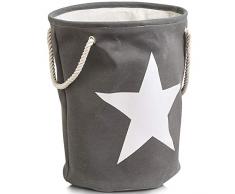 Zeller 14263 Sac à Linge Etoiles Ã38x54cm Gris, Polyester, 38 x 54 x 38 cm