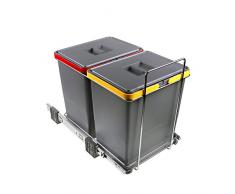 ELLETIPI Ecofil PF01 34B2 Poubelle de tri sélectif extractible pour déchets, Plastique et métaux Gris 30 x 45 x 36 cm