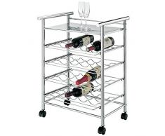 Mondex INX445-00 Desserte Range Bouteilles à roulettes Design, Métal, Chromé