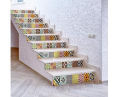 2 Stickers adhÃ©sifs escalier carrelages | Sticker Autocollant contremarche Carreaux de Ciment â Stickers contremarche carrelages - azulejos â 15 x 105 cm - 2 Bandes