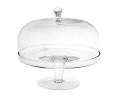 H&H Assiette sur Pied avec Cloche, Verre, Transparent, 11cm/ DiamÃ¨tre 26