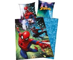 Herding SPIDERMAN Parure de Lit, Réversible, Housse de Couette 135 x 200 cm, Taie dOreiller 80 x 80 cm, Coton/Renforcé