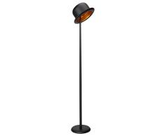 La chaise longue 31-ZL1-003 LAMPADAIRE Chapeau Melon, MÃ©tal, Noir/DorÃ©, 25 x H135