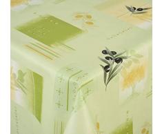 Venilia Olivier Rectangle Nappe Vert Olive Linge de Table Toile cirÃ©e Maintenance rÃ©duite hydrophobes, Polyester, PVC, rectangulaire, 140Â x 200Â cm, 55052, 140 x 200 cm