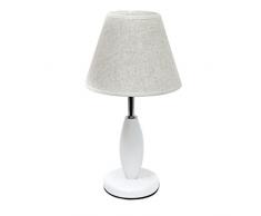Relaxdays 10018920 Lampe de table luminaire avec abat-jour en tissu beige socle en bois blanc