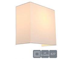 HARPER LIVING - 1 x E27/ES - Applique murale avec interrupteur - Abat-jour carré en tissu ivoire - Convient pour une mise à niveau LED, idéal pour chambre, salon, couloir, hôtel, hôtel