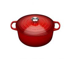 Le Creuset, Cocotte Signature en Fonte Ãmaillée avec Couvercle, à 24 cm, Ronde, Compatible avec Toutes Sources de Chaleur (Induction Incluse), Capacité : 4.2 L, 4.305 kg, Cerise