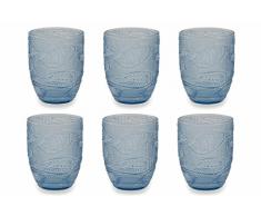 Villa dEste Home Tivoli Fish Set de Verres Eau, Bleu, 6Â unitÃ©s