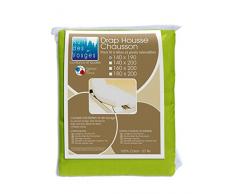 Nuit des Vosges Cotoval Drap Housse Tête et Pied Relevable Coton Anis 140 x 190 cm
