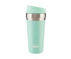 Premier Housewares MIMO Mug de Voyage, Turquoise, 380Â ML, PP-Polypropylene, Coque en Silicone, Acier Inoxydable, Vert, 8Â x 8Â x 19Â cm