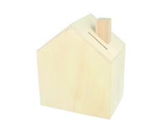 Artemio 14002221 Tirelire en Bois à décorer Maison-12cm x 14.5cm x 8cm, 12 x 14,5 x 8 cm