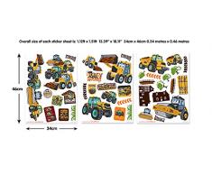 Walltastic 44722 Autocollants muraux Mon Premier Engin de Chantier, Vinyle, Multicolore, 37 x 4,5 x 7 cm