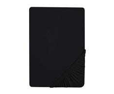 Castell 77113/080/040 Drap Housse en Jersey Stretch pour un Lit Simple Noir 90 x 190 cm à 100 x 200 cm