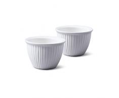 WM Bartleet & Sons 1750Â Lot de 2Â traditionnel en porcelaine Profondeur ramequins avec couvercles, blanc, Set of 2-9x9x6.5cm (Conical)