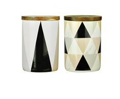 Jocca Bidon Houseware, Pot de Rangement et Couvercle Ecologic Wood, 2Â piÃ¨ces, Porcelaine, Noir, 21.5Â x 11Â x 15Â cm