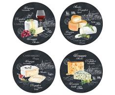 EASY LIFE 463WOCH Coffret 4 Assiettes Dessert, Porcelaine, Noir, 19 cm