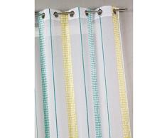 HomeMaison Voilage en étamine à Rayures Verticales à Pois, 100% Polyester, Bambou