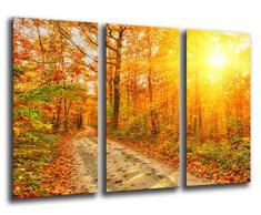 Tableau Moderne Photographique, Impression sur bois, Forêt dautomne, paysage Nature, coucher de soleil, 97 x 62 cm, ref. 26040