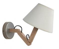 Tosel 31226 Applique - Geri, Hêtre, Abat-Jour Cotton, E14, 60 W, Bois Naturel