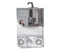 douceur dintérieur rideau a oeillets 140x240 cm polyester metallise+top pu luxury blanc/argent