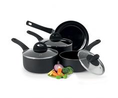 Beldray BW07016GP Lot de 4 poêles et casseroles Anti-adhésives en Aluminium Noir 47 cm
