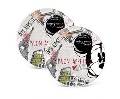 Egan PWM37T/2XY Lot de 2 assiettes Ã pizza en porcelaine Multicolore