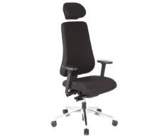 HJH Office Pro-Tec 400 Siège de bureau de direction - Tissu/Aluminium poli - Noir