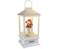 WeRChristmas Lanterne LED Neige Musicale Bonhomme de Neige DÃ©coration de NoÃ«l, Blanc, 32Â cm