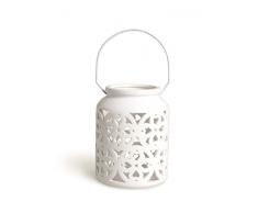 Excelsa Lucerna Lanterne avec Manche, cÃ©ramique, Blanc, 12Â x 12Â x 16Â cm
