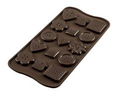 Silikomart 22.129.77.0065 SCG29 Moule pour Chocolat Forme Boutons 15 Cavités Silicone Marron