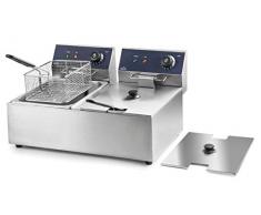 Lacor 69466 69466 Friteuse Electrique Double Professionnelle 2500 W (x2), 12 L, Acier Inoxydable