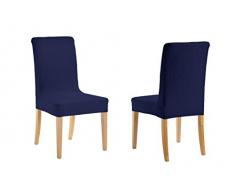Martina Home Emilia Pack de Pochettes pour Chaise avec Dossier, Tissu 24x30x6 cm Bleu Marine