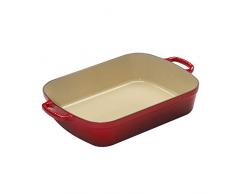 Le Creuset, Plat Signature Rectangulaire en Fonte Ãmaillée, 37 cm, Compatible avec Toutes Sources de Chaleur (Induction Incluse), Volume : 6.6 L, 4.74 kg, Cerise