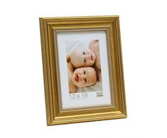 Deknudt Frames S45HA1 Cadre Photo avec Filet Résine Doré/Perlé 13 x 18 cm