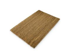 Relaxdays 10014666 Paillasson fibres de coco intÃ©rieur extÃ©rieur design neutre tapis dentrÃ©e saletÃ© et la boue chaussures en fibre de coco nature 60 x 40 cm porte couloir garage jardin terrasse balcon, marron