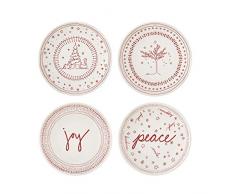 Ellen DeGeneres crafted by Royal Doulton 40034331 Holiday Collection Assiette, Blanc/Rouge