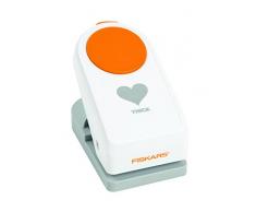 Fiskars Perforatrice à levier, CÅur, à 5 cm, Pour droitiers et gauchers, Acier de qualité/Plastique, Blanc/Orange, Power Punch, XL, 1020494