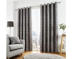 Curtina Rideaux à Åillets doublés, 100% Polyester, Graphite, 228,6 cm de Large x 228,6 cm de Hauteur (229 x 229 cm)