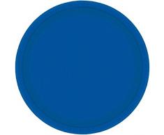 Amscan 54015-105 International Assiettes en papier bleu royal éclatant de 18 cm, paquet de 8