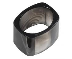 InterDesign Tor*Trois rond de serviette de table, décoration de table design en plastique moderne pour fêtes, lot de 4 anneaux serviettes, noir