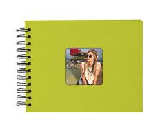 Goldbuch Album Photo Ã Spirales avec dÃ©coupe de limage, Pages Noires, Couverture de qualitÃ© supÃ©rieure en Papier texturÃ© Effet Lin, Papier, Vert, 24x17 cm