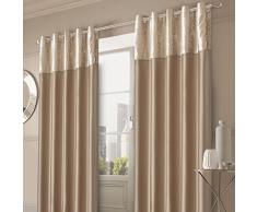 Sienna Paire de Rideaux en Velours écrasé entièrement doublés à Åillets Imitation Soie pour fenêtre Panneaux de Traitement Manhattan Naturel doré, Largeur 229 cm x Hauteur 137 cm, Champagne, Large