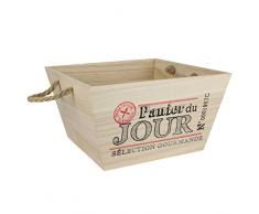 Totally Addict KA2317 Panier Fruits et LÃ©gumes, Polyester, Beige-Bois, 29 x 29 x 16,5 cm