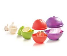 Mastrad - Boites de Conservation - Lot de 4 Formes: Ail, Oignon, Citron Tomate - Emboîtables - Lave Vaisselle